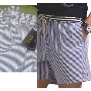 Polo Ralph Lauren Seersucker Swim Trunks Big & Tall Blue White XLT or 2XLT